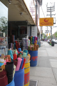 Textile shop along the downtown strip. 