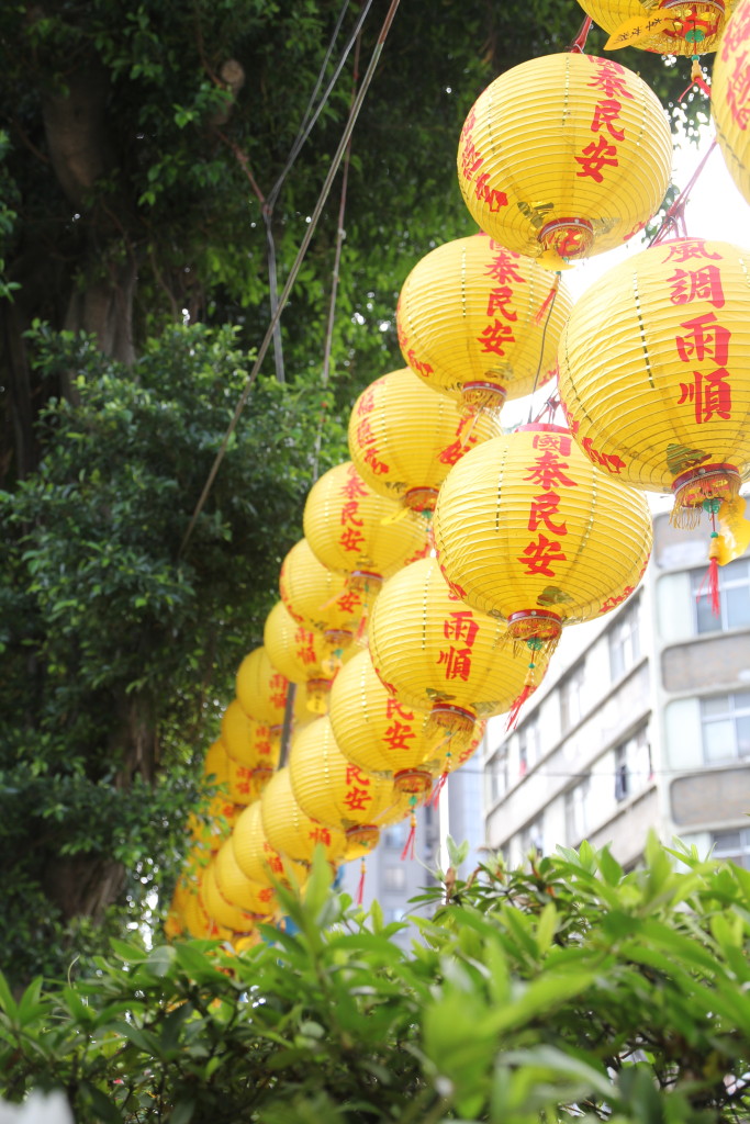 Lanterns outside of a temple in the historic district of Taipei. 